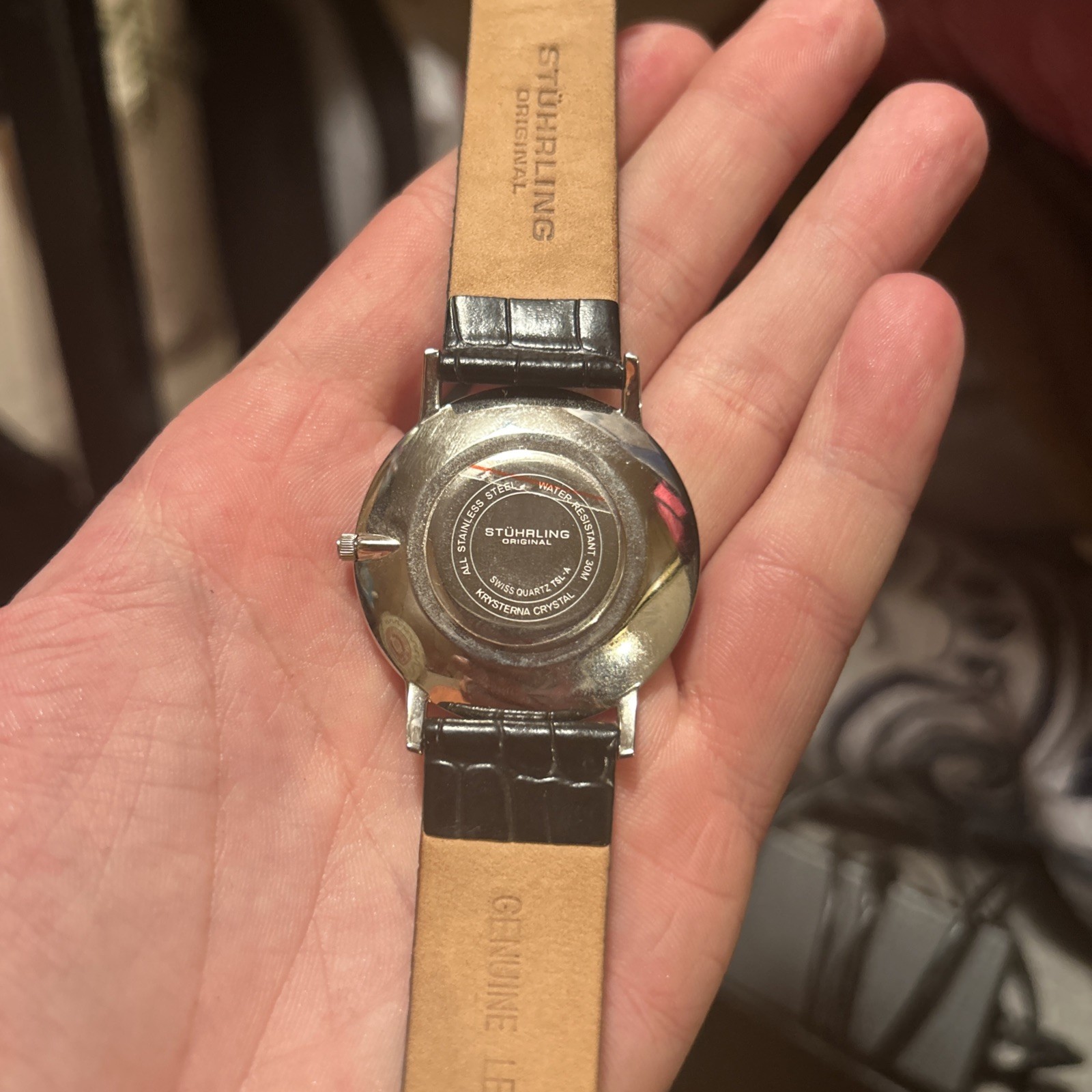 Symphony Black/Leather/Ivory Dial/Silver Case/ Wristwatch Belmont 216A