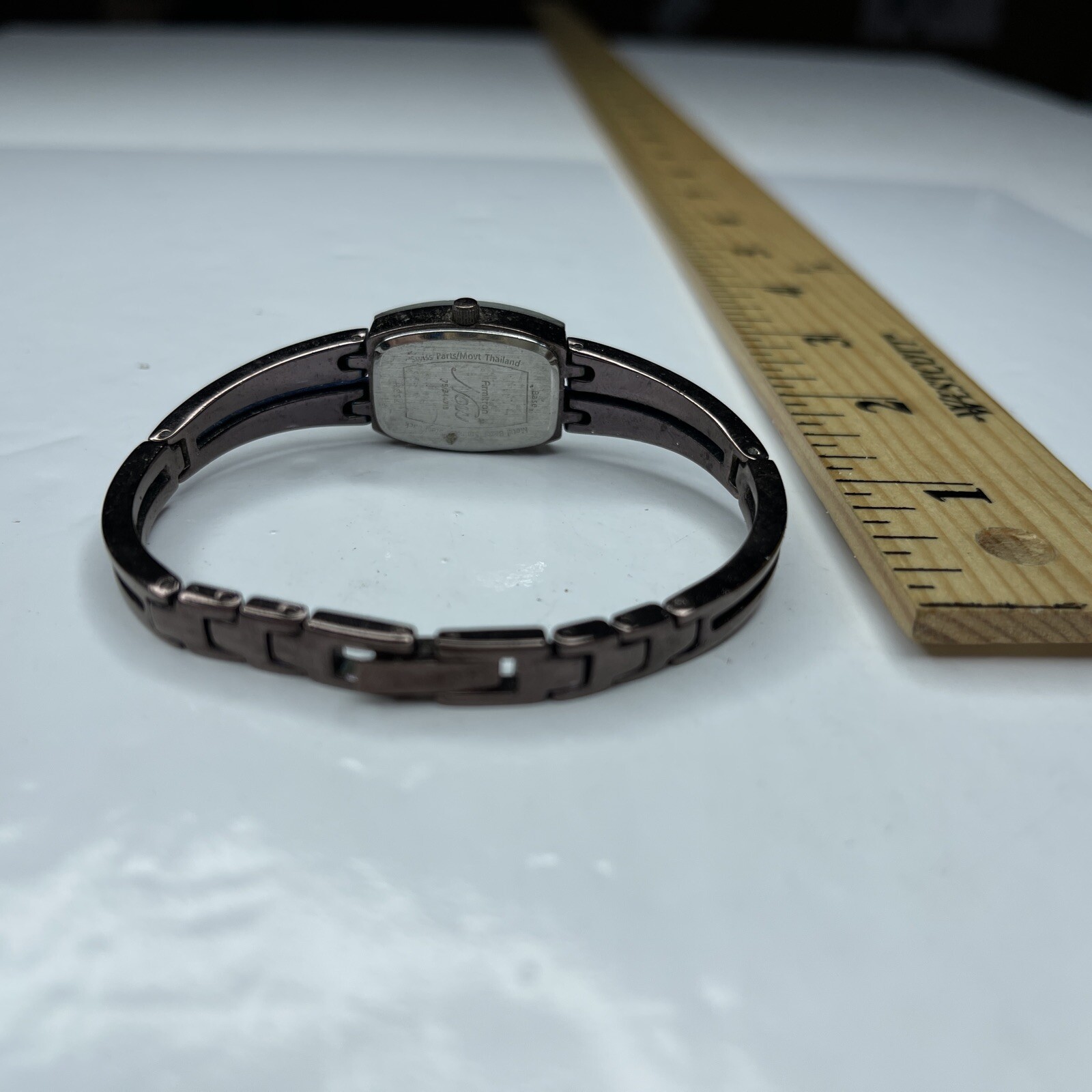 A Armitron Chocolate Chrome 753H 75/344713 Diamond Ladies Stainless Untested