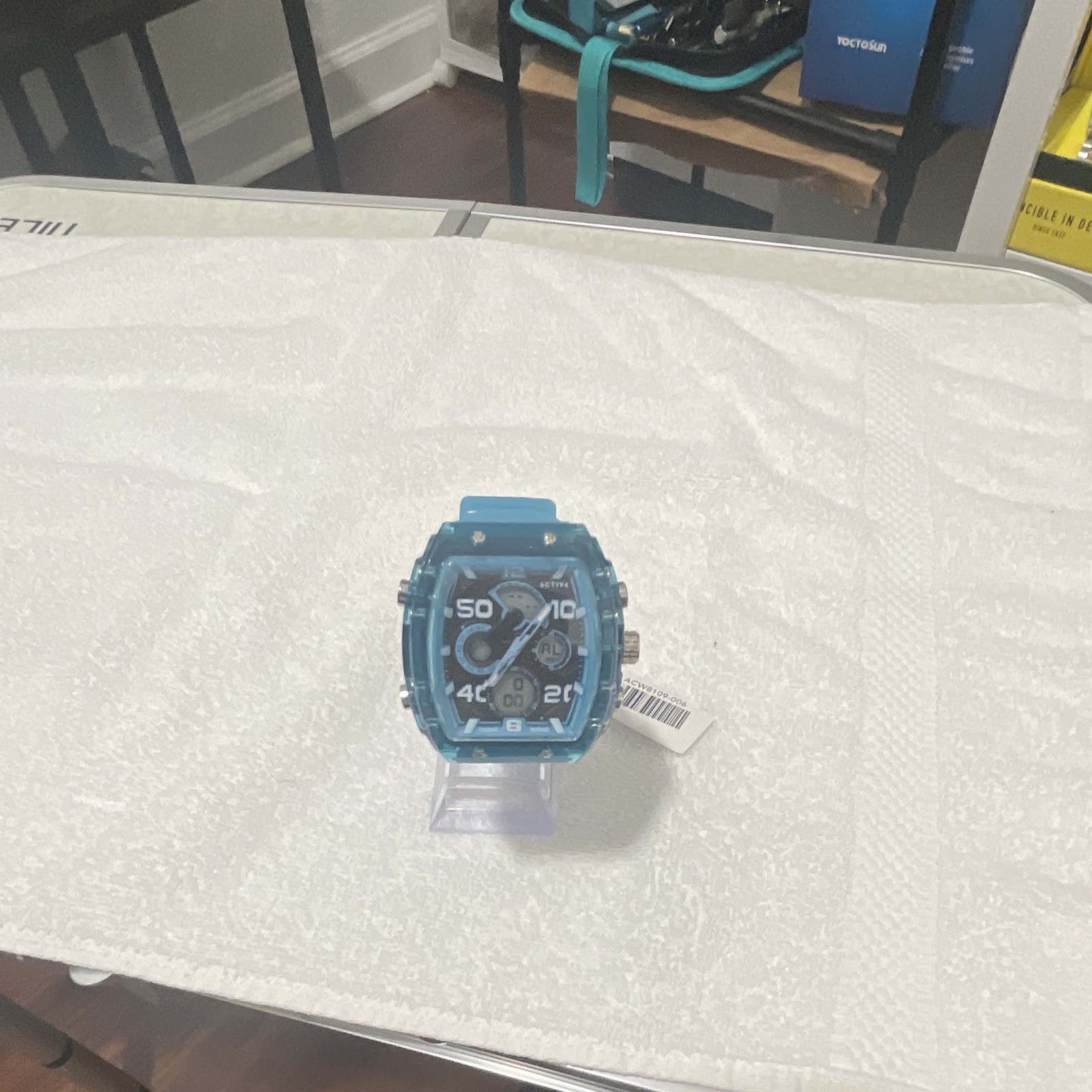 Activa Tonneau Analog/Digital Quartz 100m 50mm Blue Silicone Strap Sport Watch