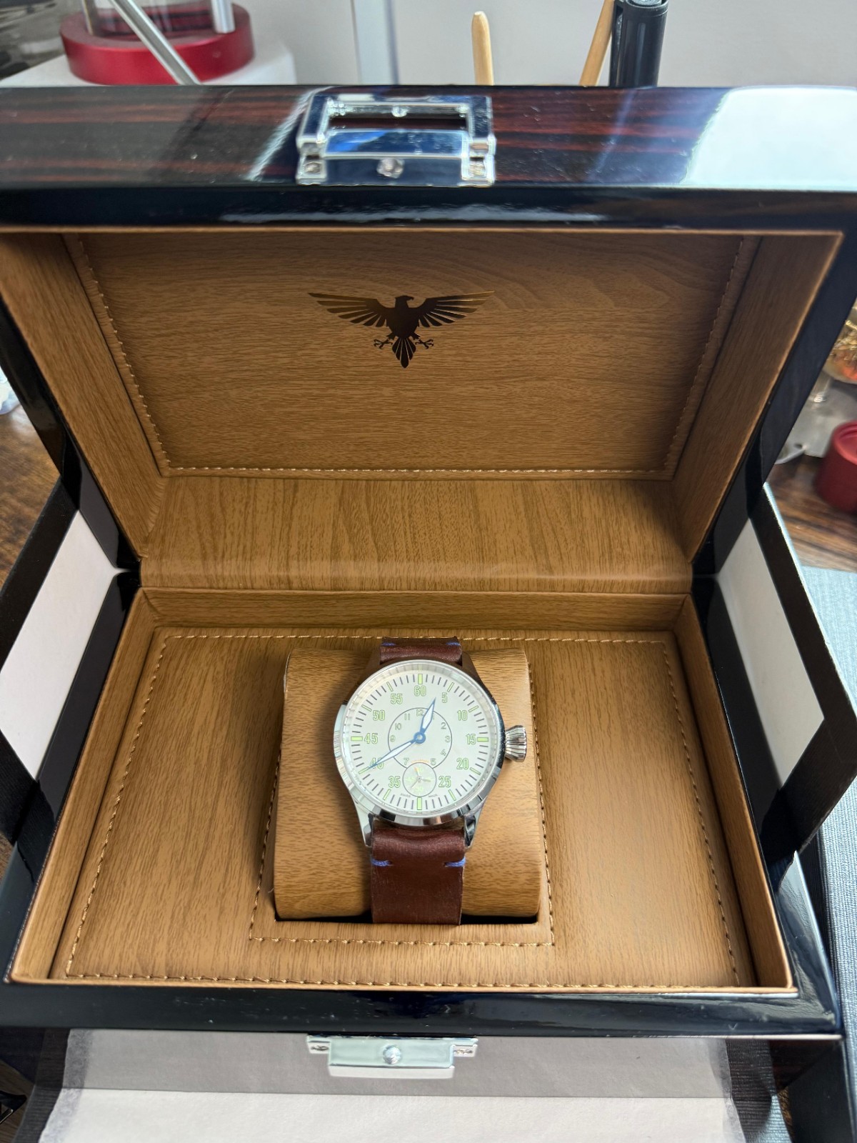 Pilot Challenger Arctic Watch Rare Swiss made ETA 6498 movement handmade Strap