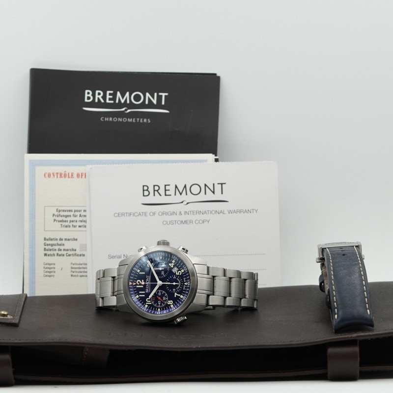 Bremont ALT1- Pilot Blue Chronograph Blue Dial B&P 2012 43mm Stainless Steel