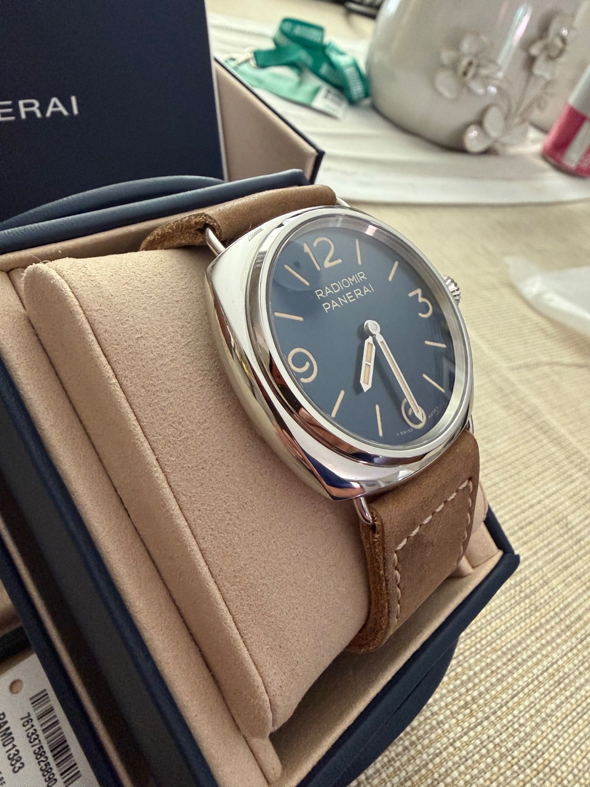 Panerai Radiomir Manual Wind Blue Dial Steel Watch PAM1383 PAM01383 B+P