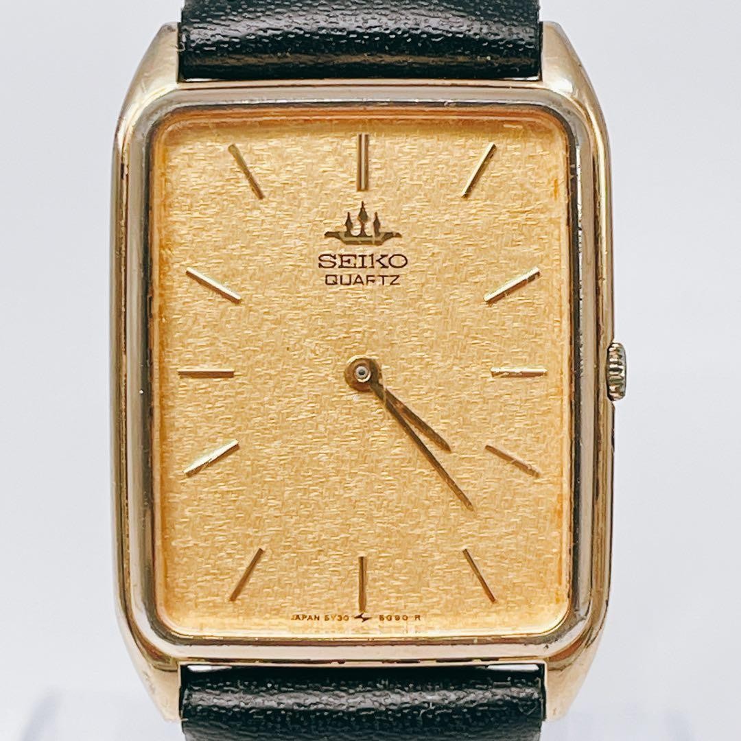 Seiko Rectangular 5Y30-5D50 Vintage Quartz Watch Black Japan 071122