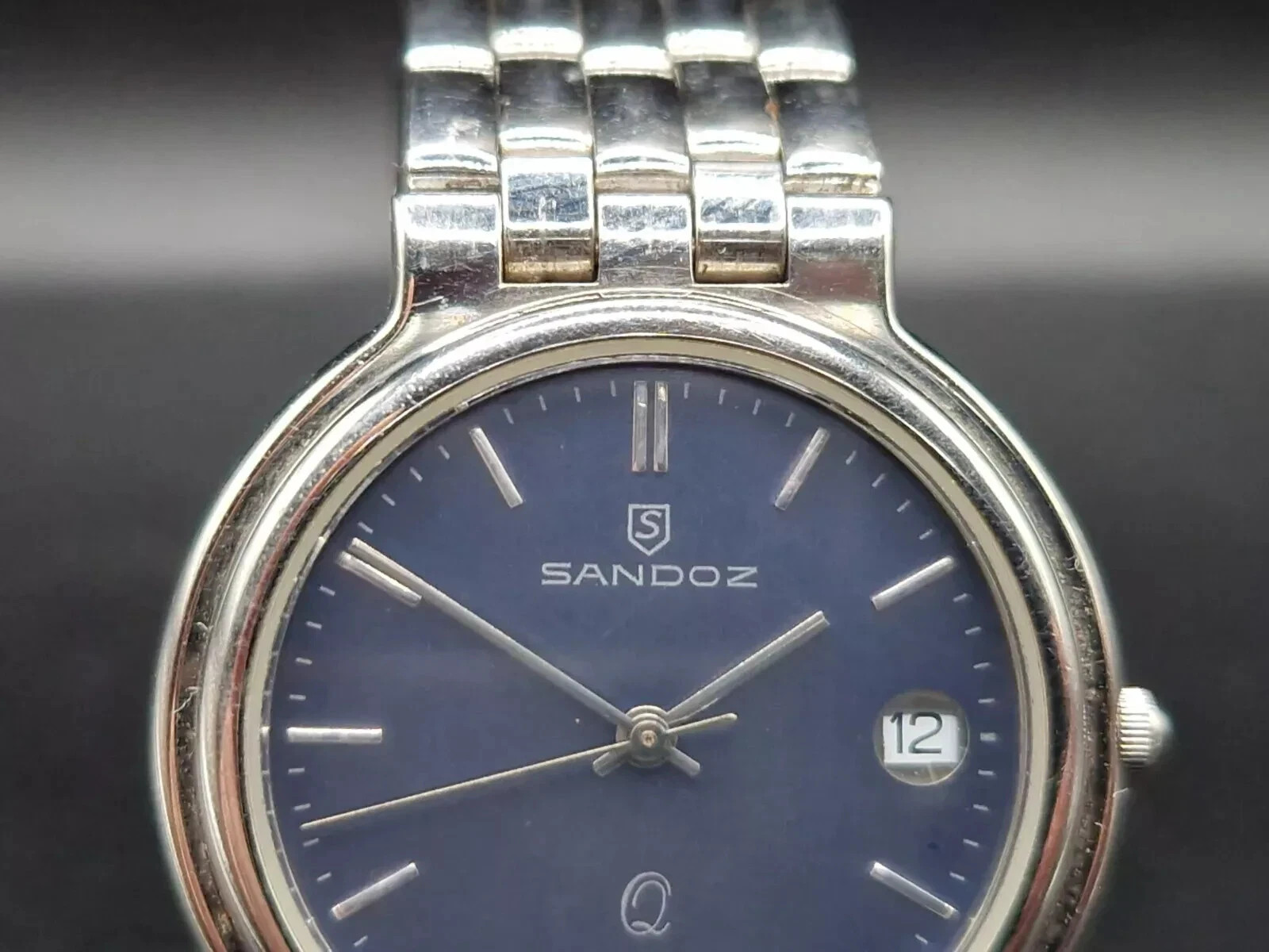 SANDOZ Mens Quartz Watch Mens 32mm 1183-Z Swiss Calibre, Stainless Steel, Date