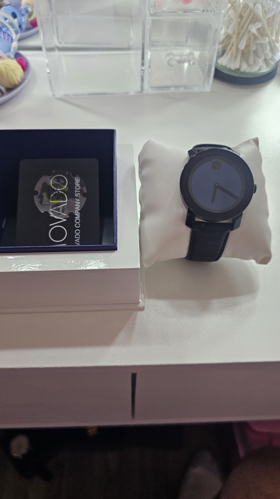 Movado Bold Men’s Quartz Watch Blue Dial 42mm Leather Strap Box