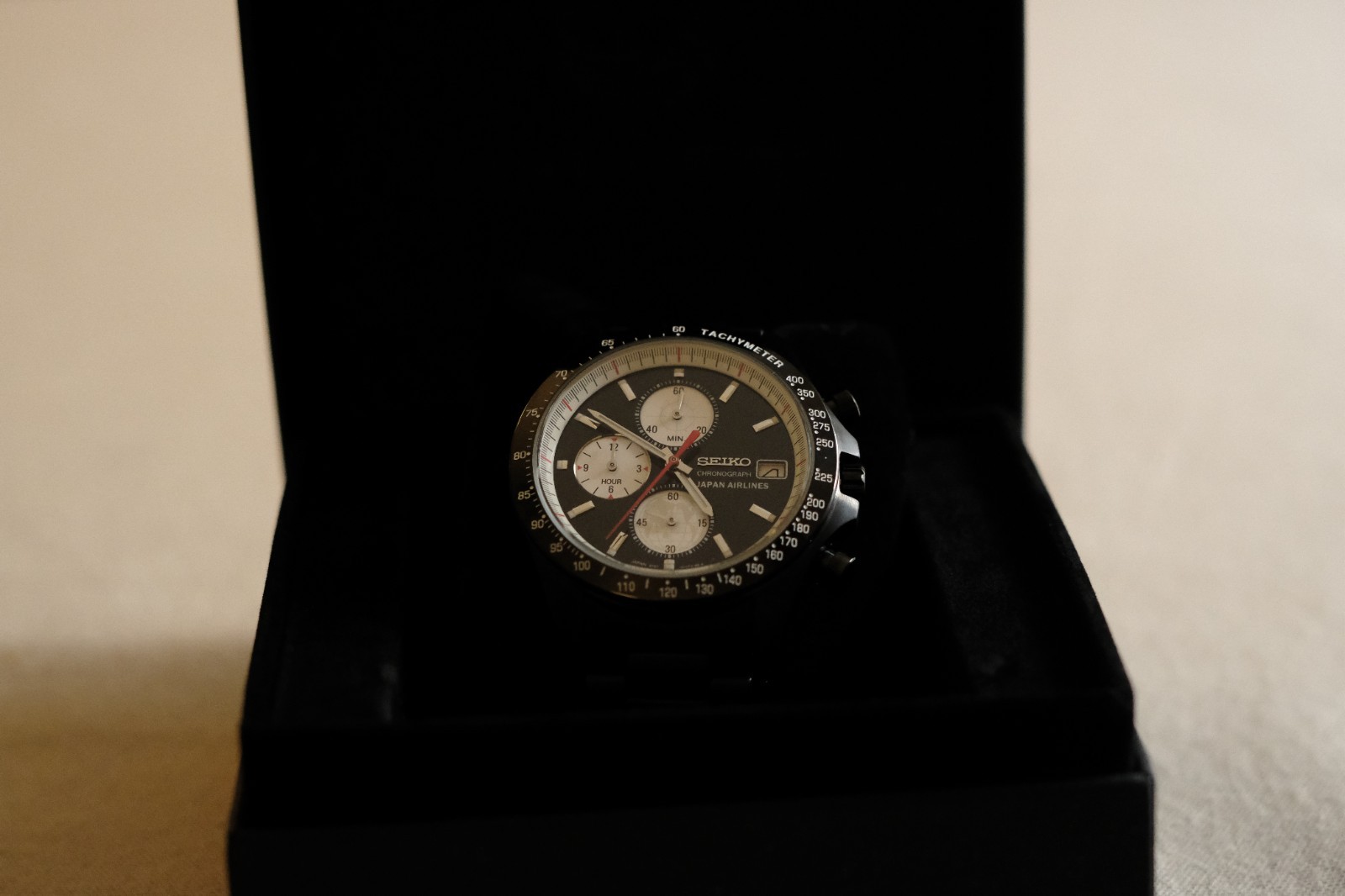 [Rare] Black JAL x Seiko Chronograph JDM Stainless steel PVD Made In Japan