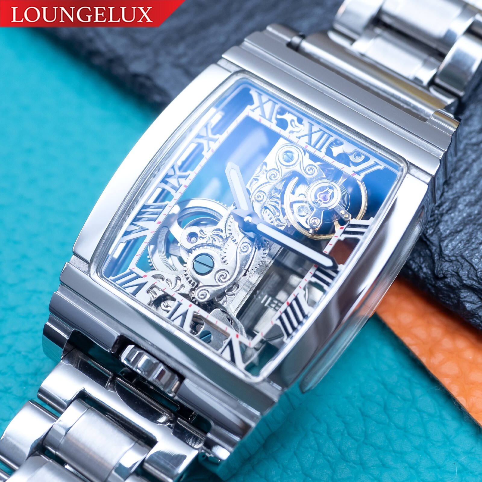 Mens Silver Bridge Manual Mechanical Watch Stainless Steel Metal Strap Gift