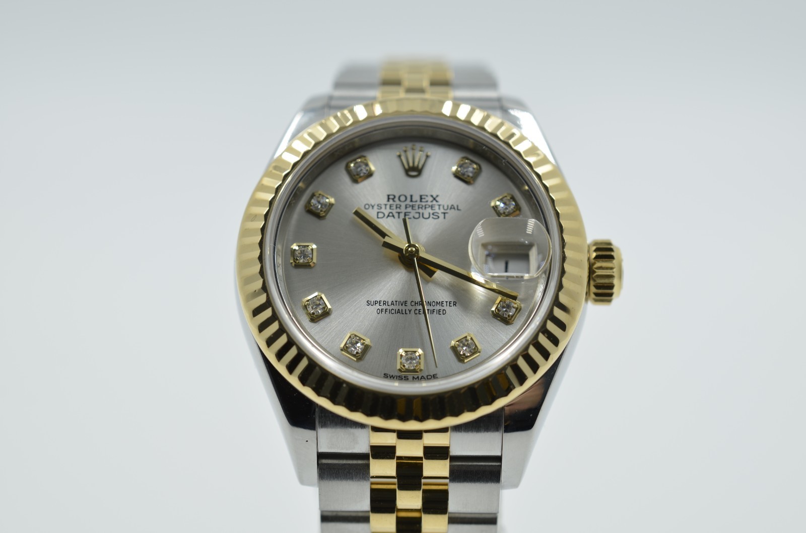 Rolex Lady-Datejust 28mm 279173 silver diamond dial 2019 with box and papers