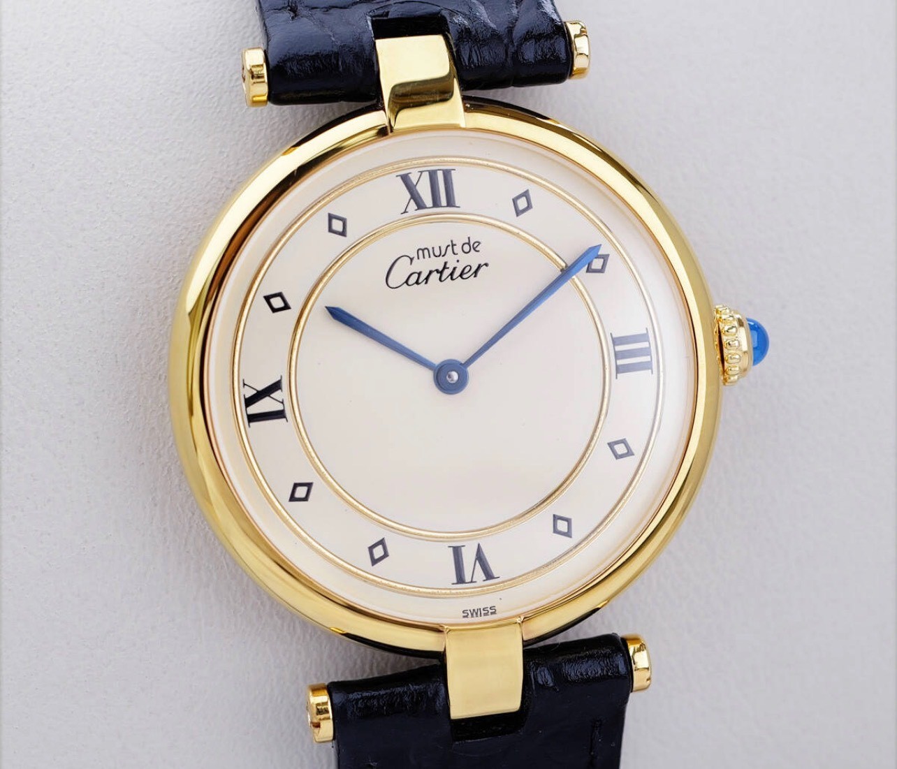 Cartier Watch Must de Louis Cartier Gold Ring Roman Index LM Rare