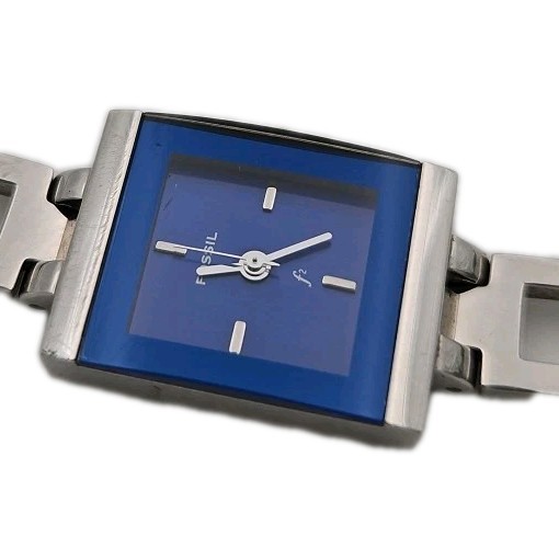 Fossil F2 Blue Square Dial 17mm Women’s Watch ES-9389 NEW Battery