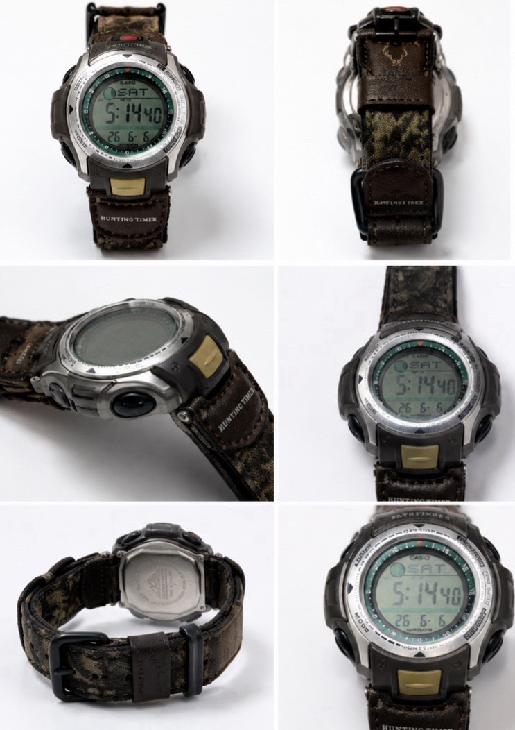 Casio Pathfinder PAS-410B Hunting Timer Digital Watch Leather Canvas Band