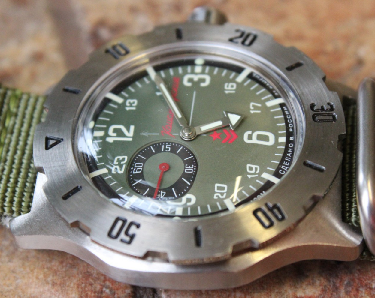 Vostok Komandirsky Diver Mechanical Auto Winding Wrist Watch 24 Hour K-35 350501