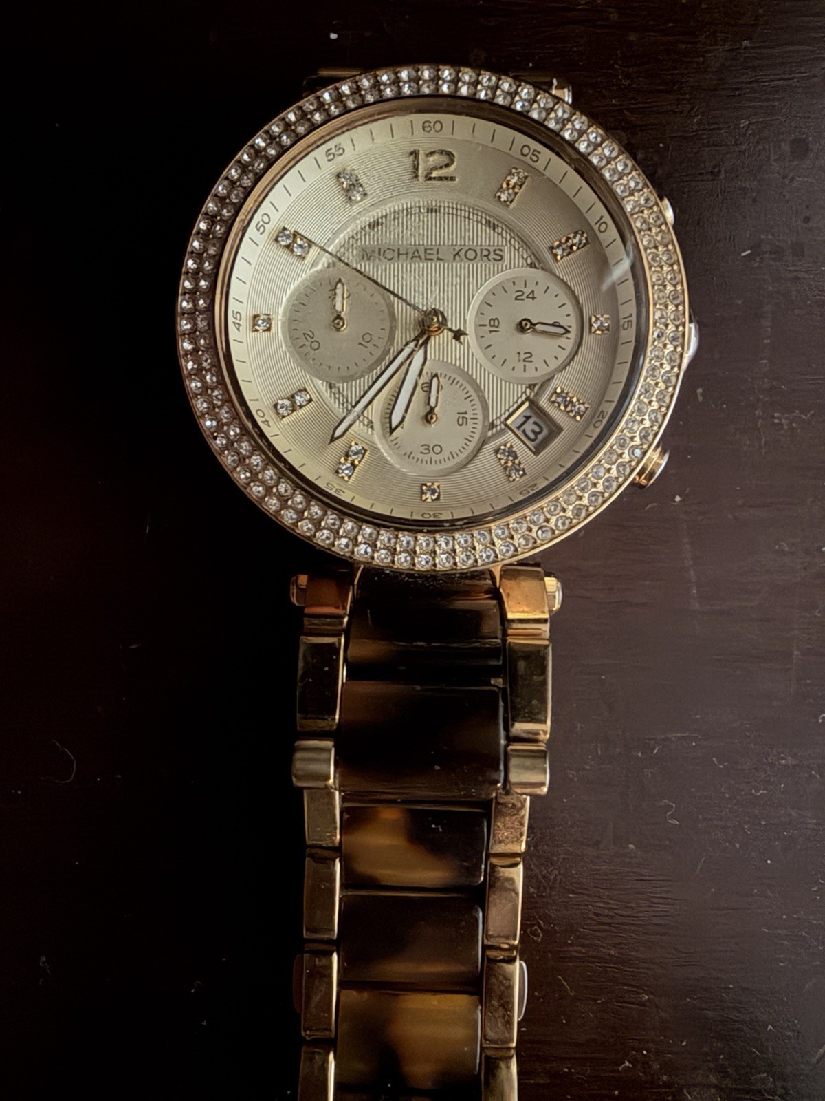 Michael Kors Parker Gold Tone Tortoise Shell Women’s Watch Needs Battery