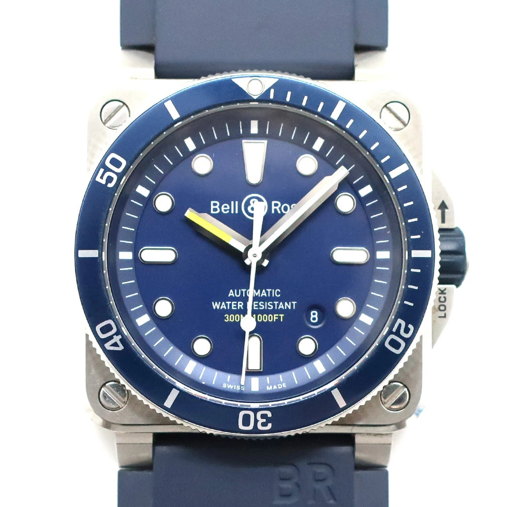 BELL&ROSS WATCH BR03-92-DIV DIVER BLUE AUTOMATIC STAINLESS STEEL/RUBBER MEN’S