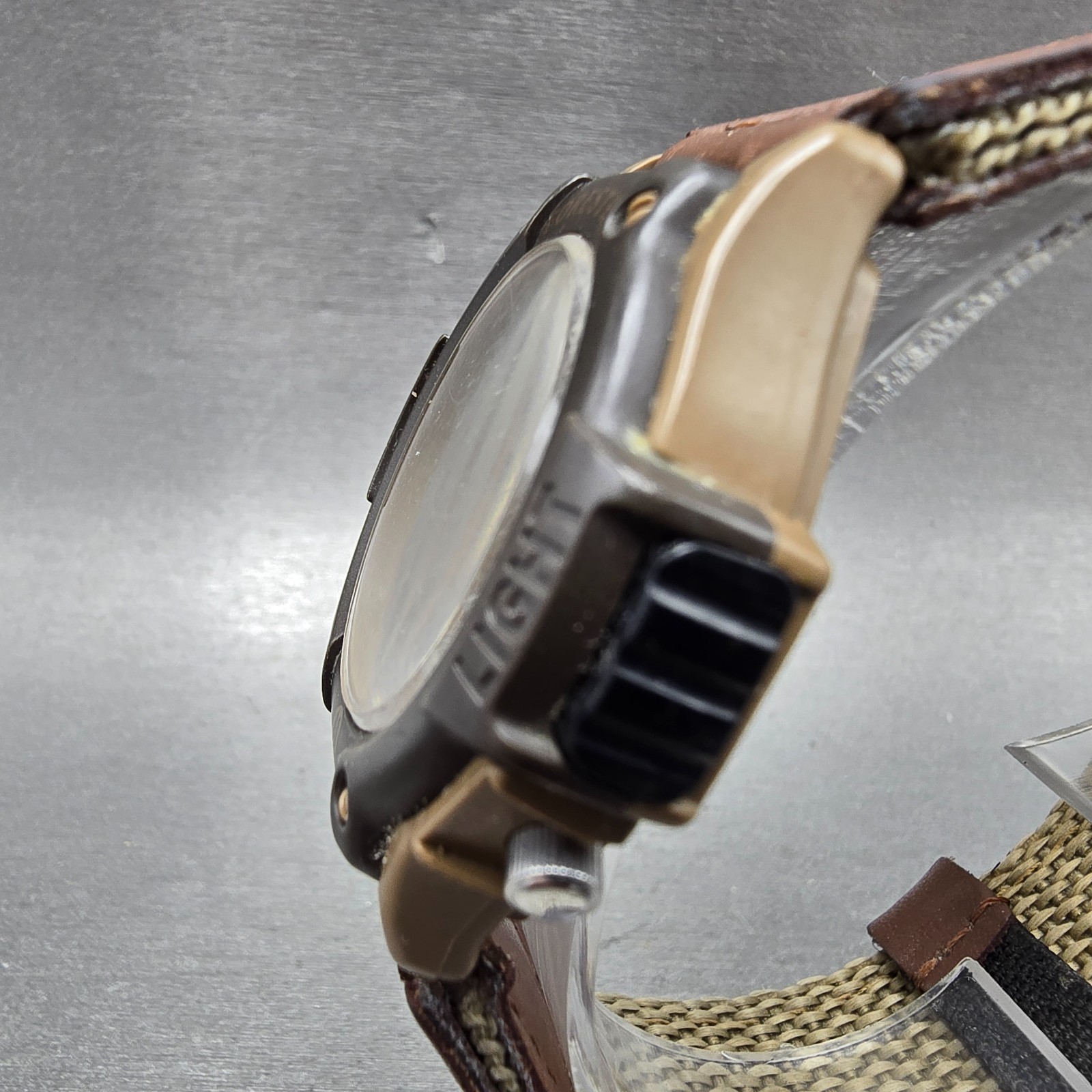 Casio FT-500 Watch Men 42mm Analog Digital Cream Dial Brown Case New Battery SRT