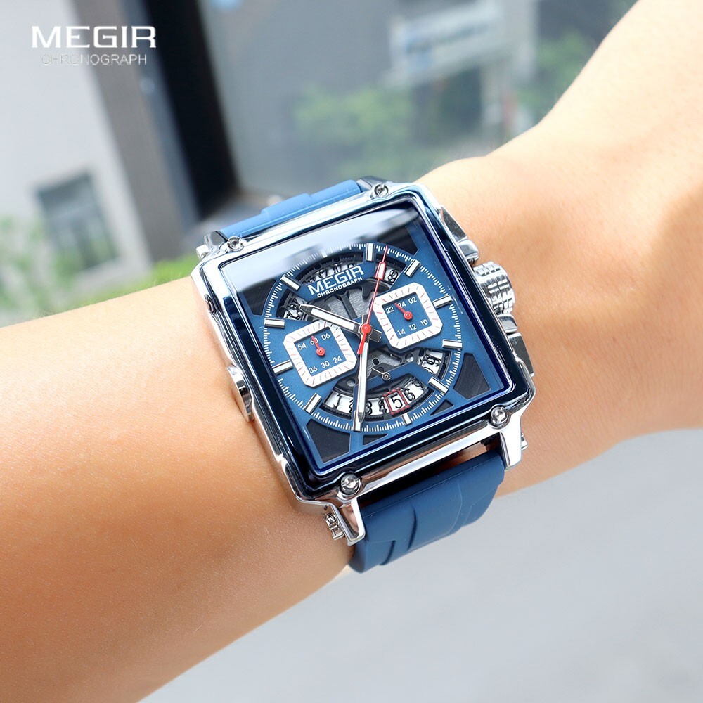 MEGIR Monaco Chronograph Calibre Homage Luminous Auto Date Square Men’s Watch