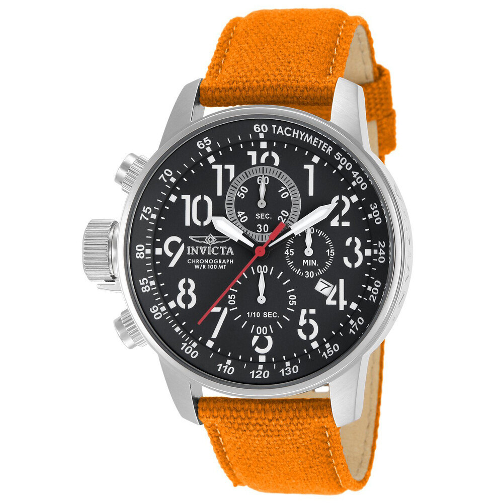 Invicta 11520 Men’s I Force Lefty Orange Canvas and Leather Strap Chrono Watch