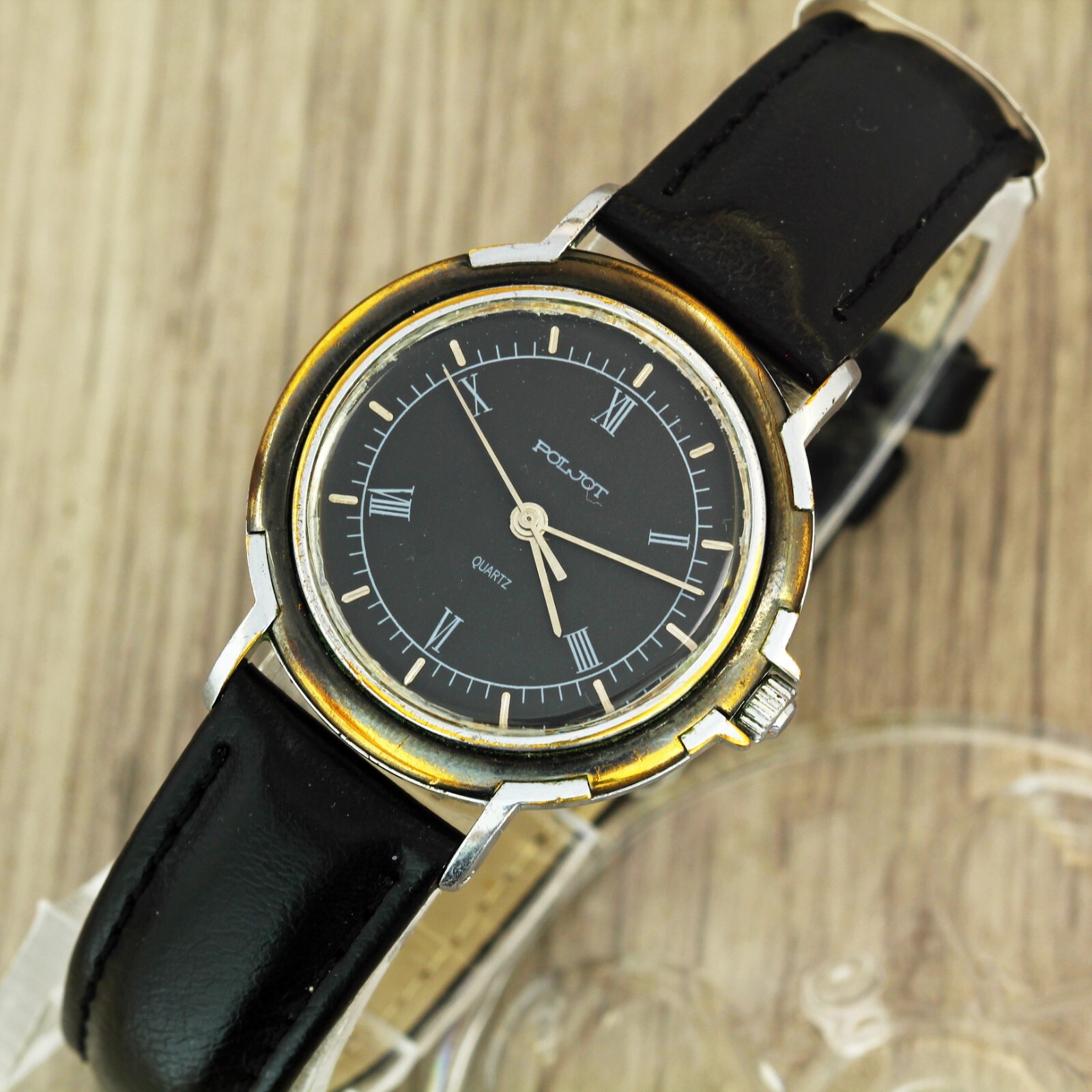 Poljot 1656 USSR Soviet quartz wristwatch export version inscriptions in English