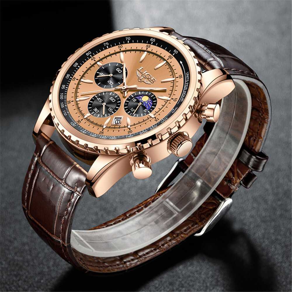 LIGE Men Business Watch Top Brand Luxury Men Wrist Watch Casual Leather Watches