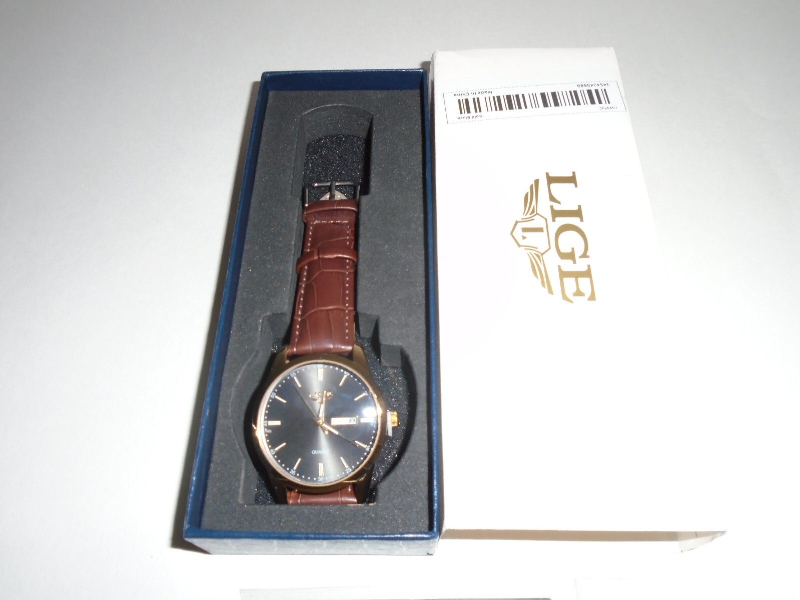 Lige Gold & Black Wristwatch #1853 New In Box