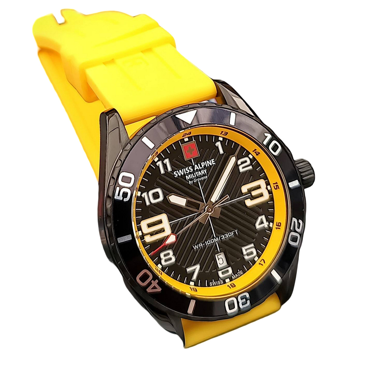 Swiss Alpine Military Black Dial Silicone Band Watch 7029.1878