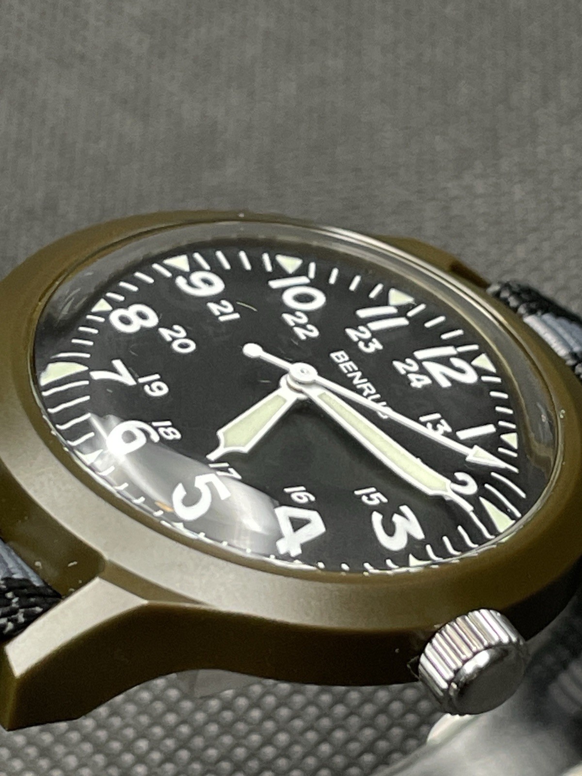 [Excellent] Rare BENRUS #763 SERIES Military Black Dial Quartz Men’s Watch Japan