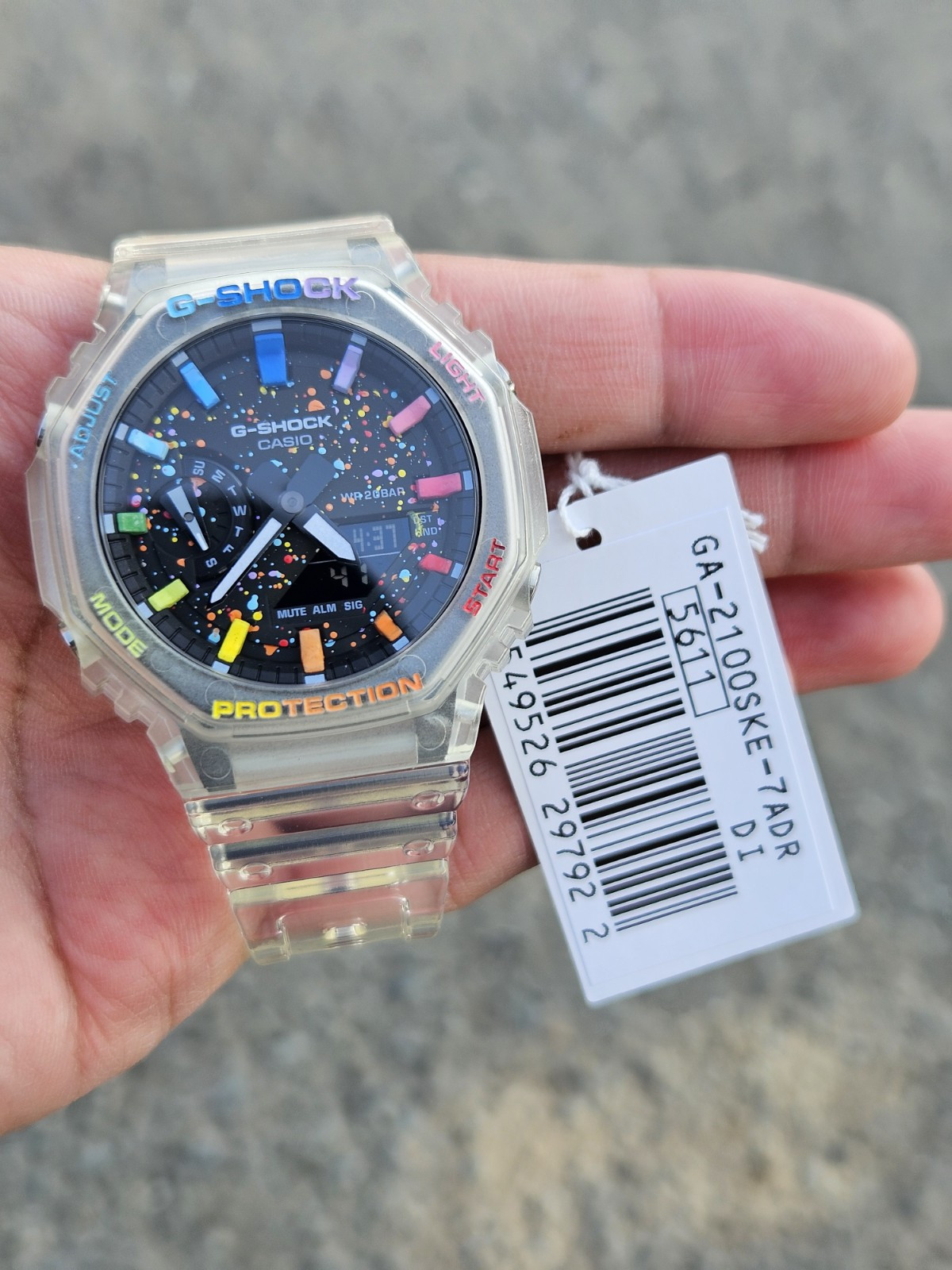 Casio G-Shock GA-2100 Custom Transparent Mod – Rainbow Index – Unique Design