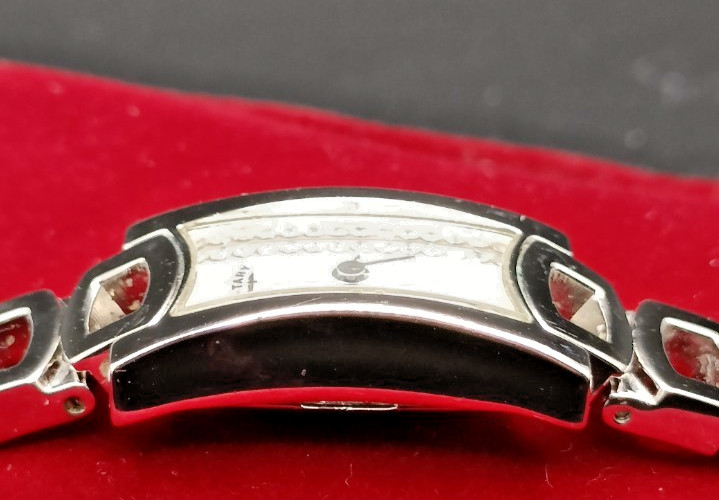 ROTARY Ladies Dainty Stainless Steel Rectangular Face Dress Watch VGC/Working