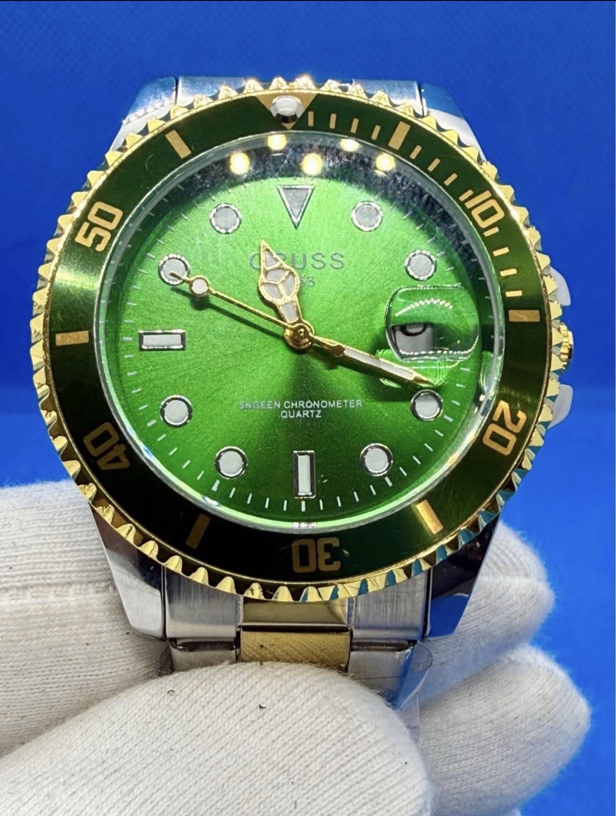 Oruss Dive Style Men’s Watch. Green Dial With 2-tone Band