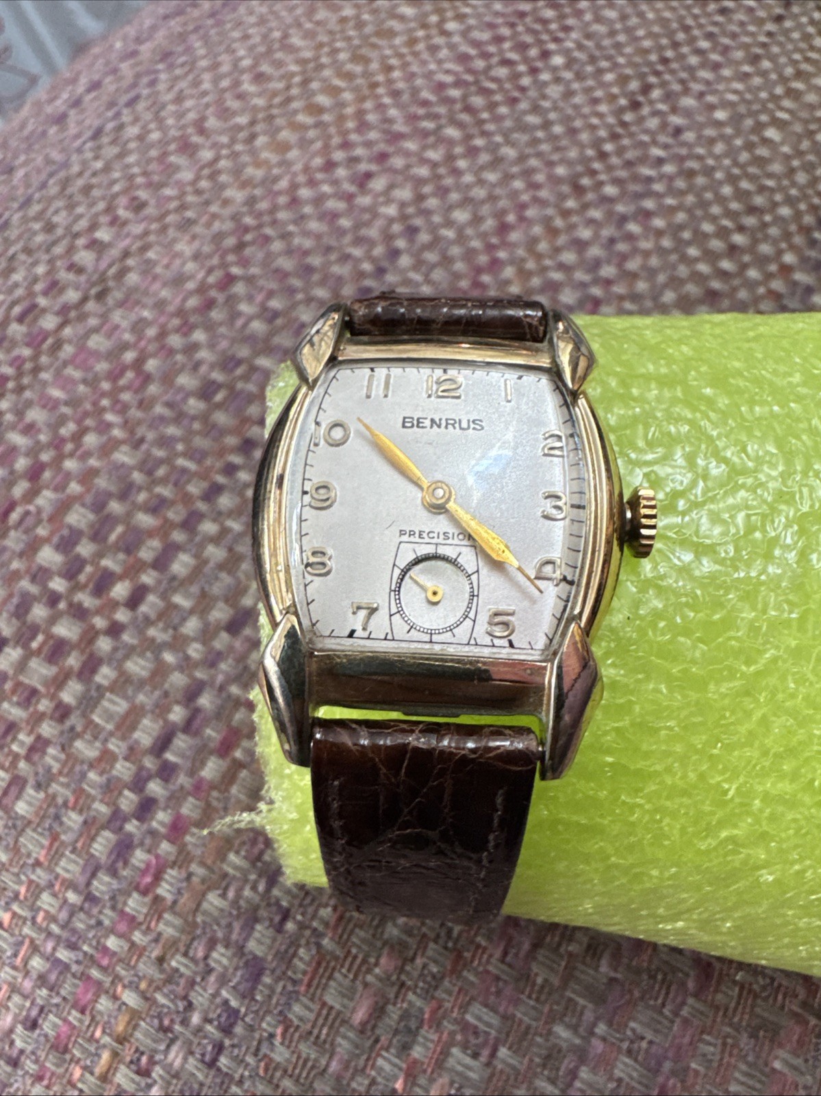 Vintage Benrus Art Deco Tank Watch Mechanical 17 Jewel Gold Filled Bezel Working