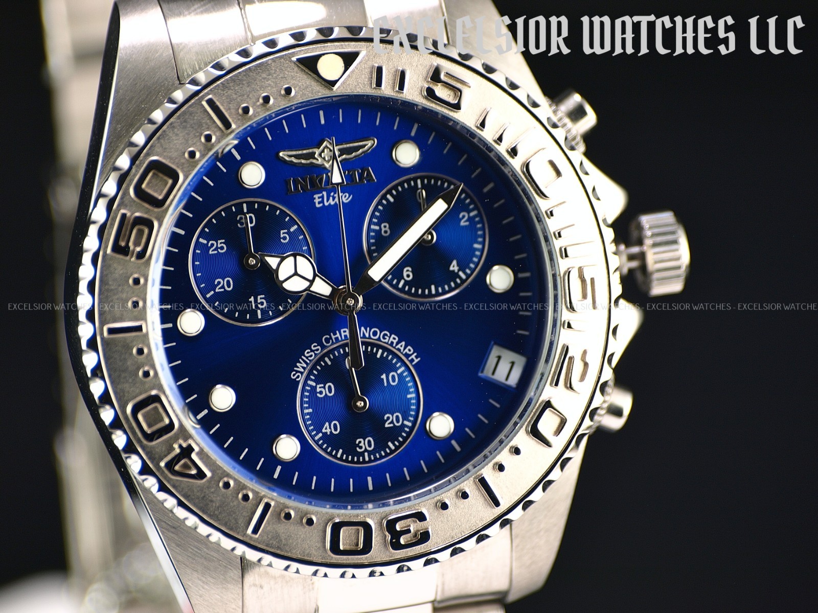 RARE NOS INVICTA ELITE PRO DIVER MEN’S 9821 SWISS ETA CHRONOGRAPH SS WATCH