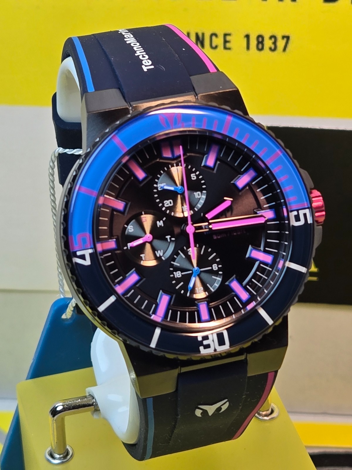 INVICTA TechnoMarine Racing Legends Mens Watch 43mm Blue w/ Blue & Pink DIal NEW