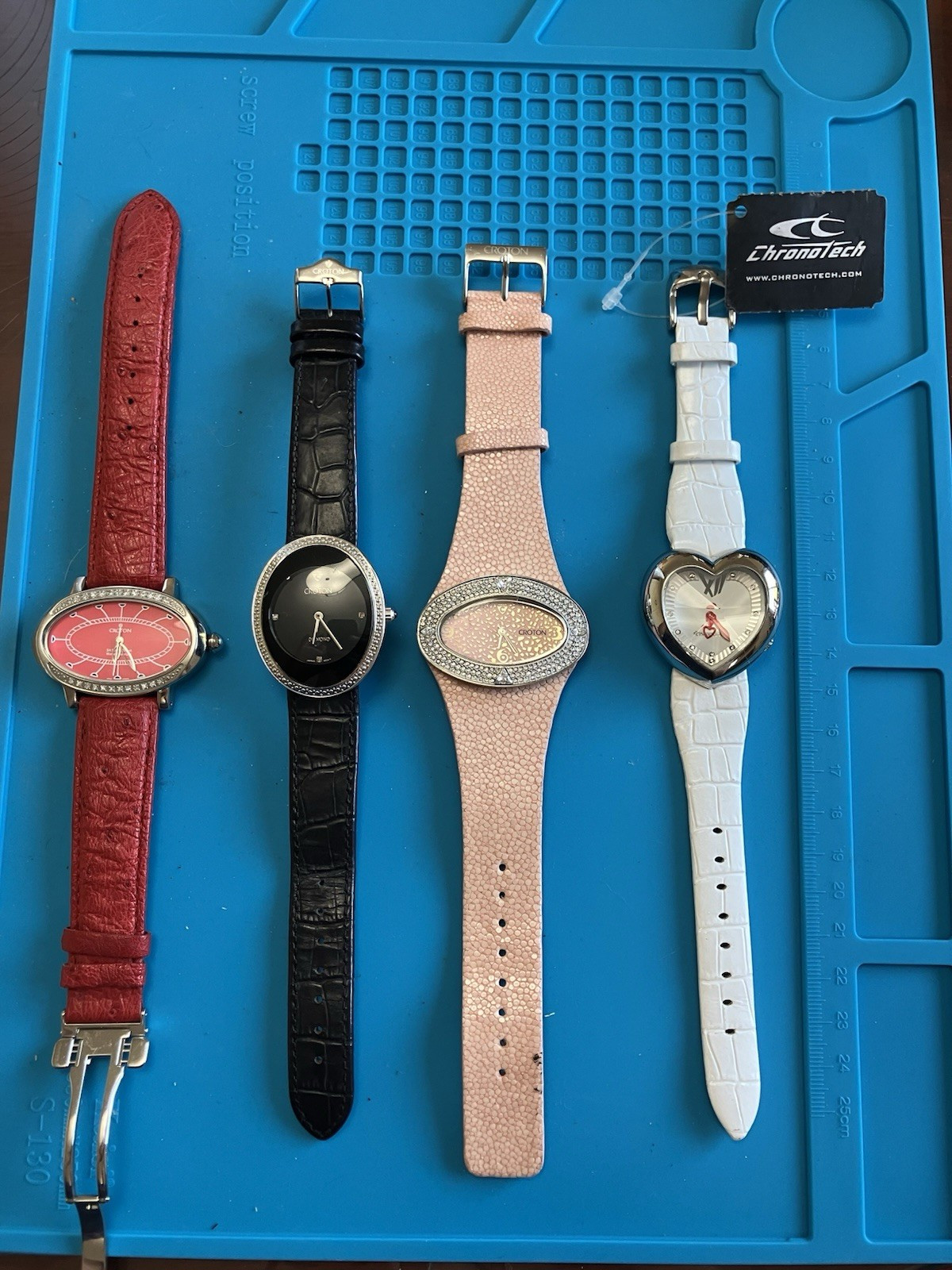 Croton Chronotech Women’s Quartz Diamond Dress Watch Analog Red Black Pink White