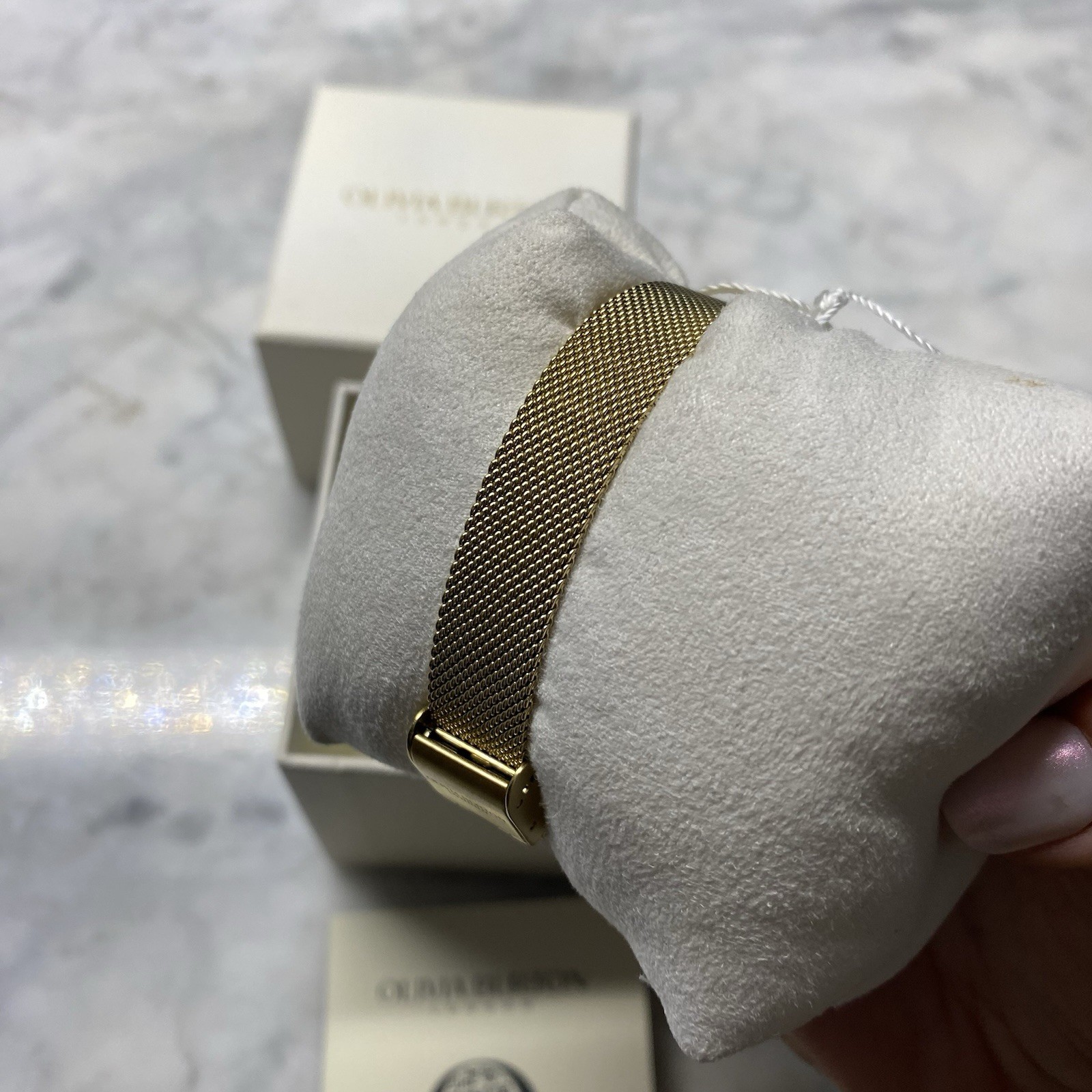 Olivia Burton 23mm Lucky Bee White & Gold Mesh Watch