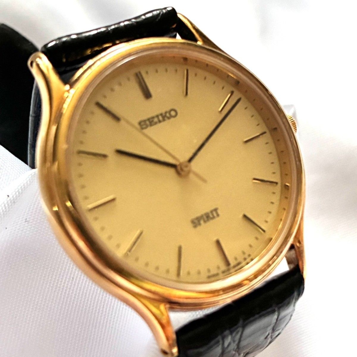 Working SEIKO Quartz Watch Spirit Gold Dial 5E31 6040 QZ