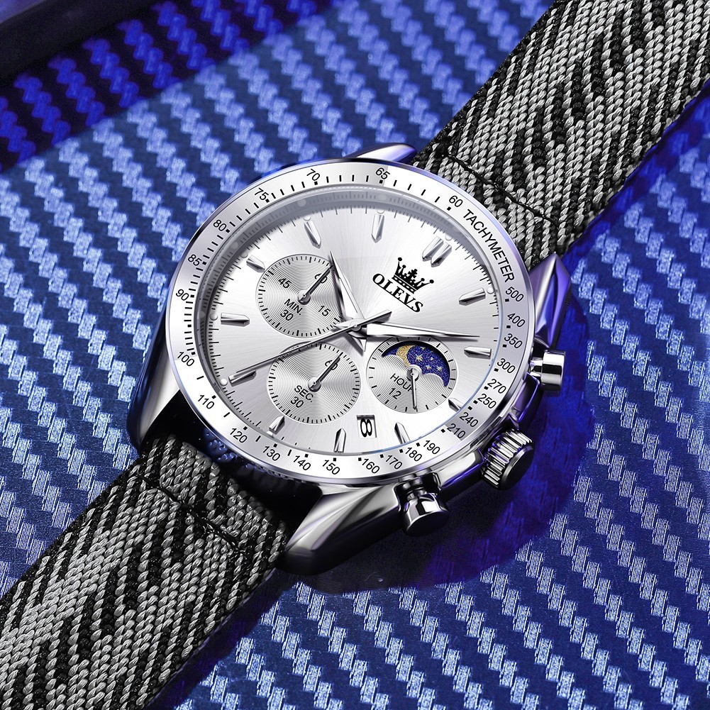 OLEVS Japan Movement Luxury Classics Gift Nylon Strap Quartz Wristwatch 3630`