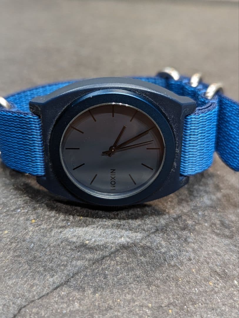 Battery replaced. NIXON Time Teller wristwatch with nylon strap, navy.