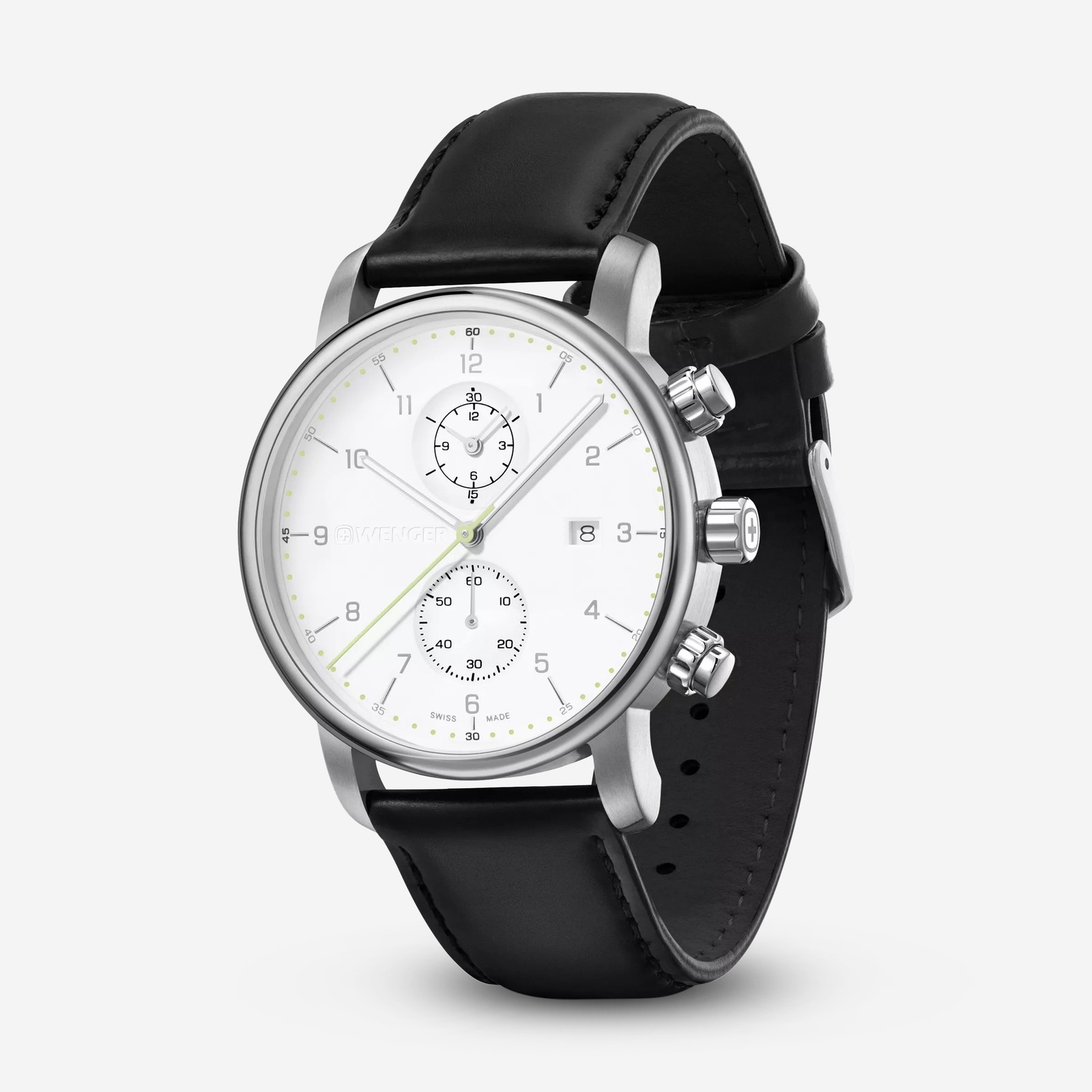 WENGER Swiss Army 01.1743.123 Urban Classic White Dial Chronograph Watch 42mm