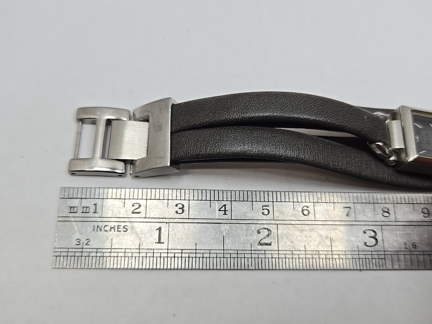 Fossil Delaney JR1371 Womens Gray Silver Tank Wrap Leather Watch New Battery