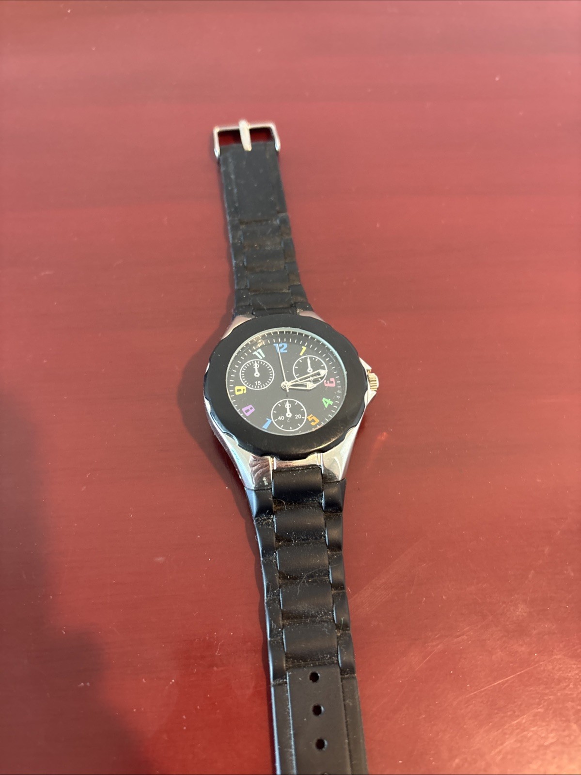 Black Dial Multicolor Dial Rubber Band Watch Untested As Is Condition