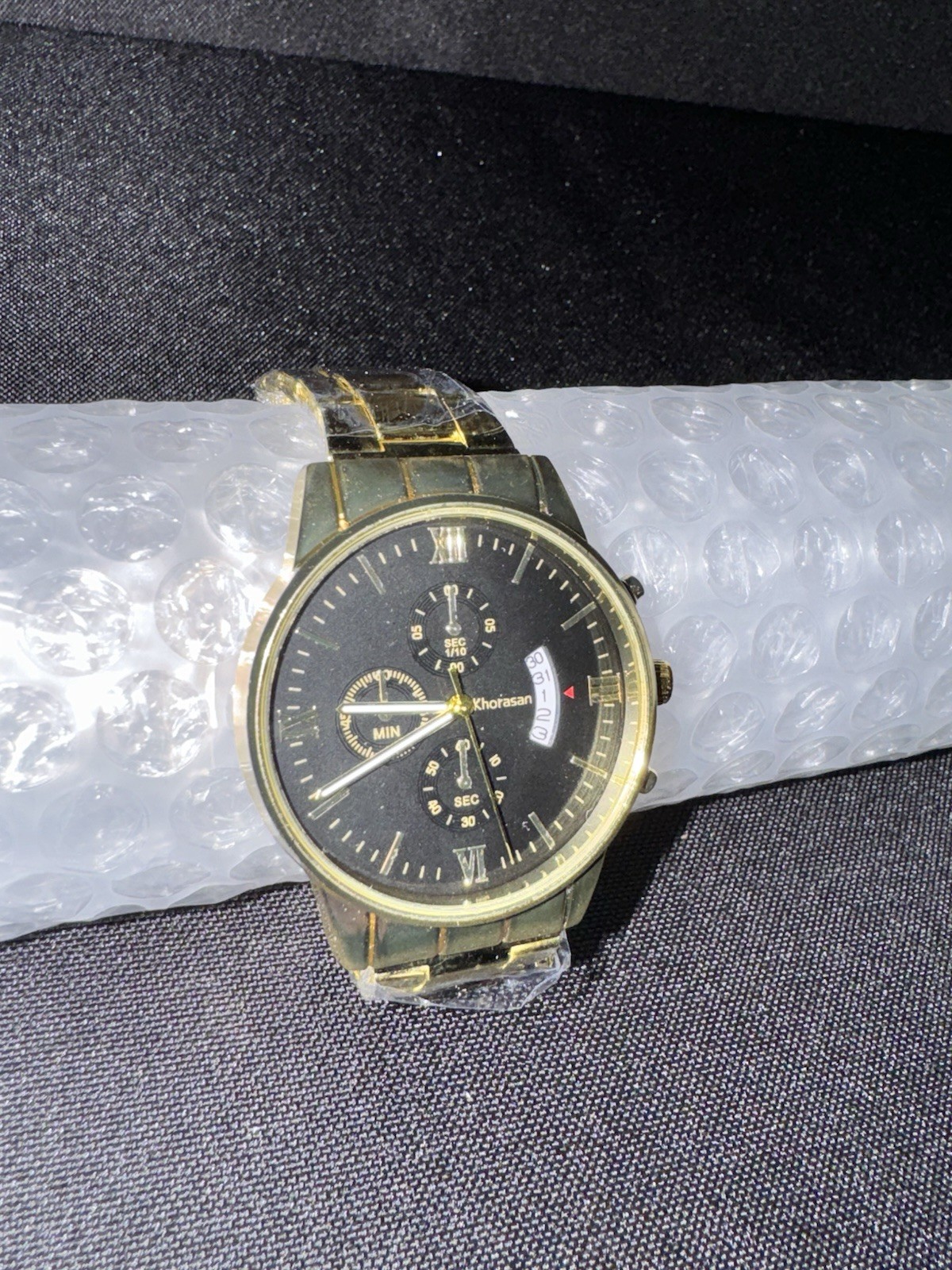 Free Shipping Khorasan Gold Tone Black Dial Dress Watch