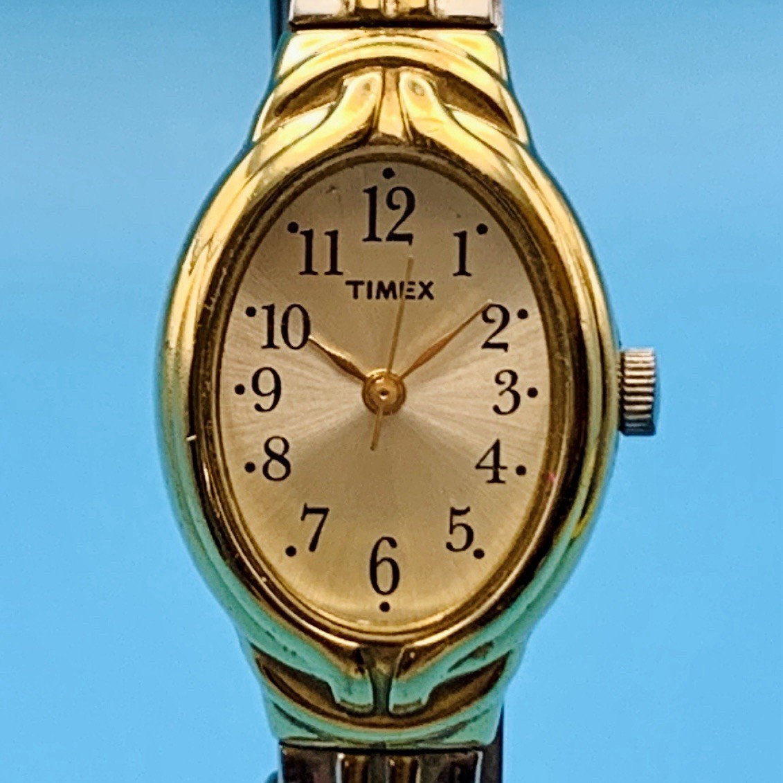TIMEX CAVATINA Women’s 2017 Dress Quartz Wristwatch Stretch Band Works New Batt