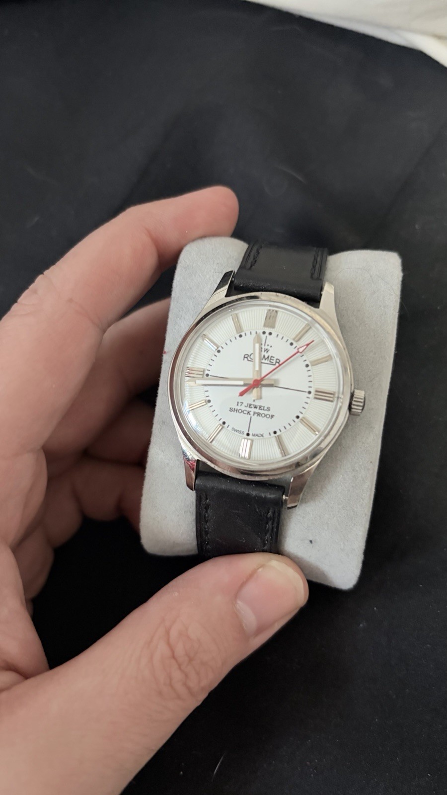 Rare Roamer Brevete Mens Manual Wind Swiss Watch White Serviced