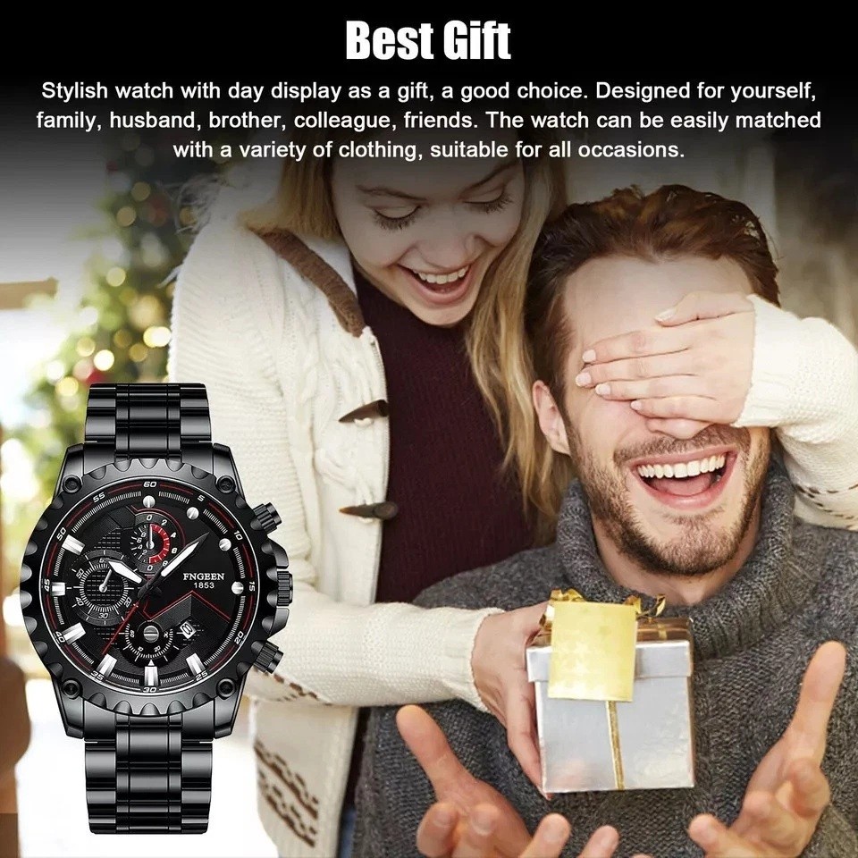 Men’s Waterproof Luxury Watch Stainless Steel Quartz Luminous Classic Wristwatch