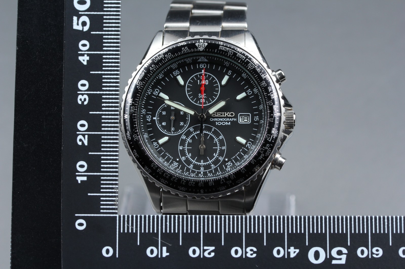 [ Near MINT ] SEIKO Flightmaster 7T92-0CF0 40mm Black Dial Quartz Men’s Watch