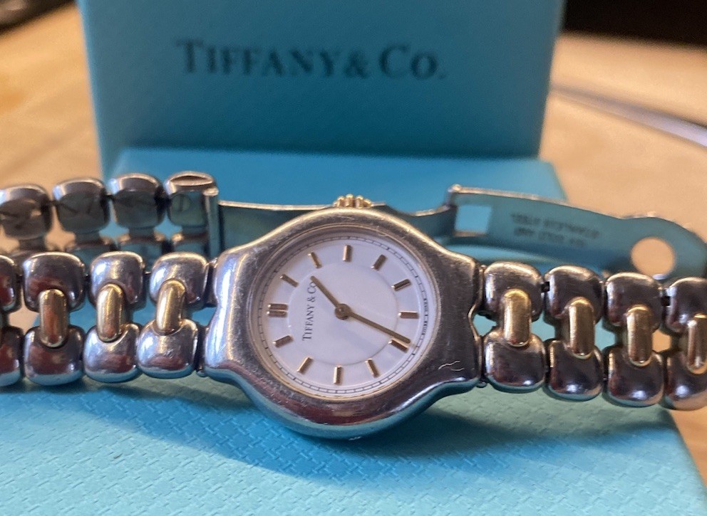 Tiffany & Co vintage 1997 2 tone 18k gold and stainless steel watch w/box & bag