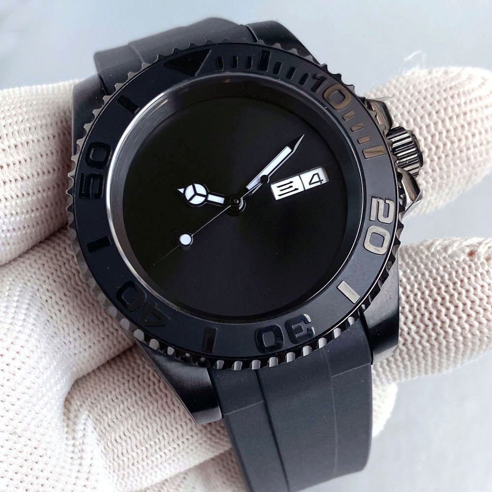 Sterile NH36A Diver Automatic Men Watch 40mm Black PVD 200m Waterproof Sapphire