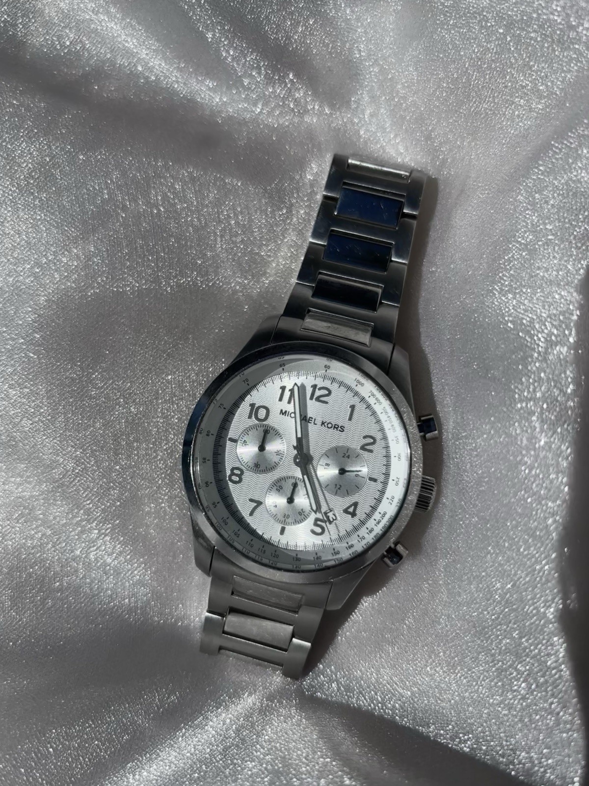 Michael Kors Chronograph Quartz Stainless Steel Bracelet Watch White/Silver Dial