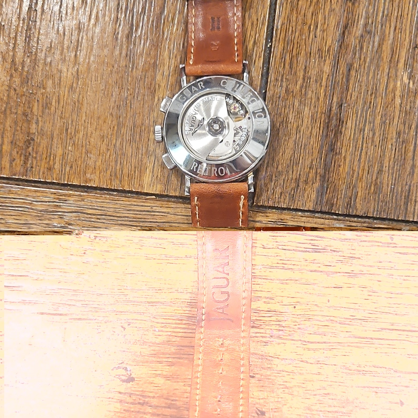 Jaguar Retro Collection Automatic Chronograph Date White Dial Brown Leather