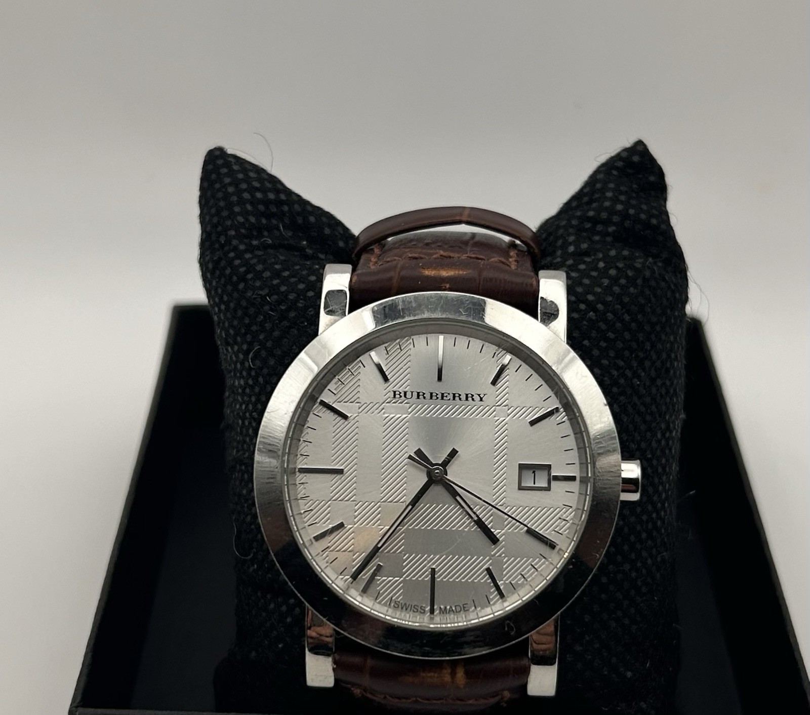 Burberry The City Men’s Silver Dial Brown Leather Strap Quartz 38mm Watch